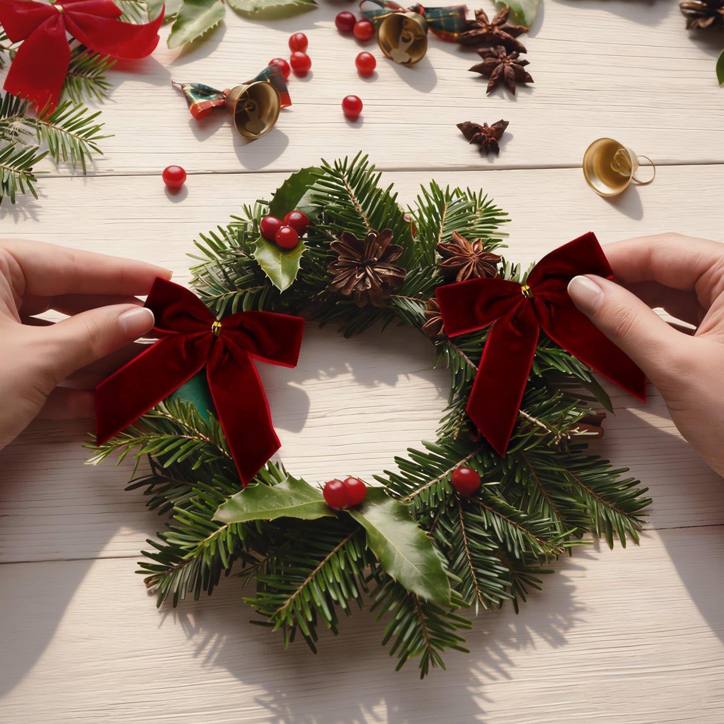 30PCS Velvet Ribbon Bows for Christmas Tree Decorations 3 Styles Christmas Bow for Home Party DIY Decorations
