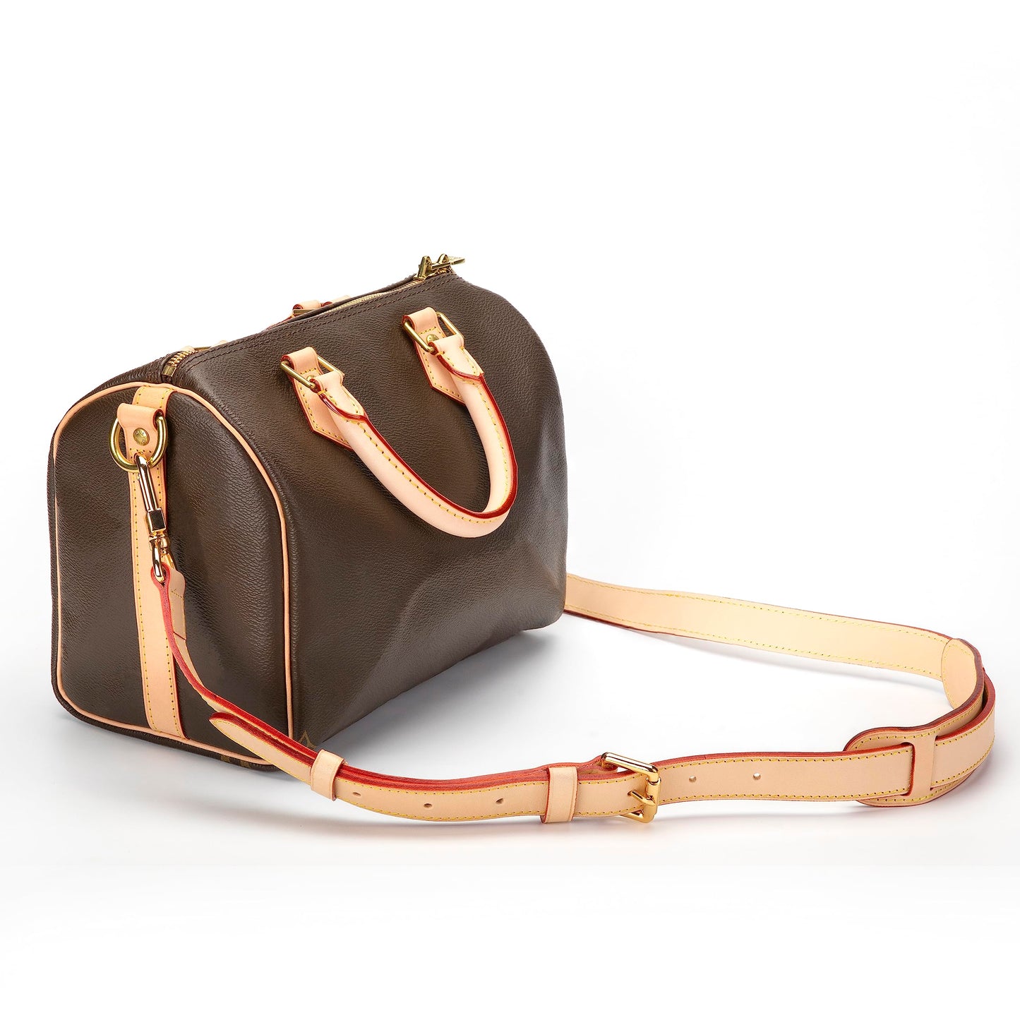jiesinlov Vachetta Leather Strap Replacement Crossbody Adjustable with Shoulder Strap Pads for SPEEDY 30 35 40,for Keepall travel duffel bags (Apricot 1.0in)