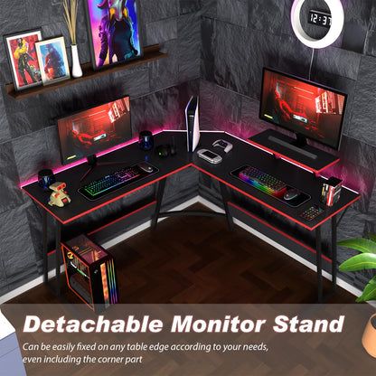 PayLessHere L Shaped Desk Corner Gaming Desk Computer Desk with Large Desktop Studying and Working and Gaming for Home and Work Place,Black