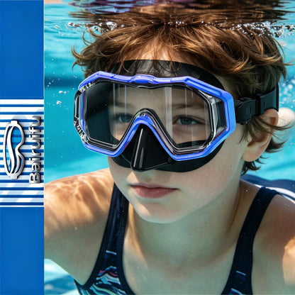 Bairuifu Kids Swim Goggles Snorkel Mask, Latest 3-Window Lens Wide Vision, Crystal Clear, Swimming Goggles Soft Nose Cover