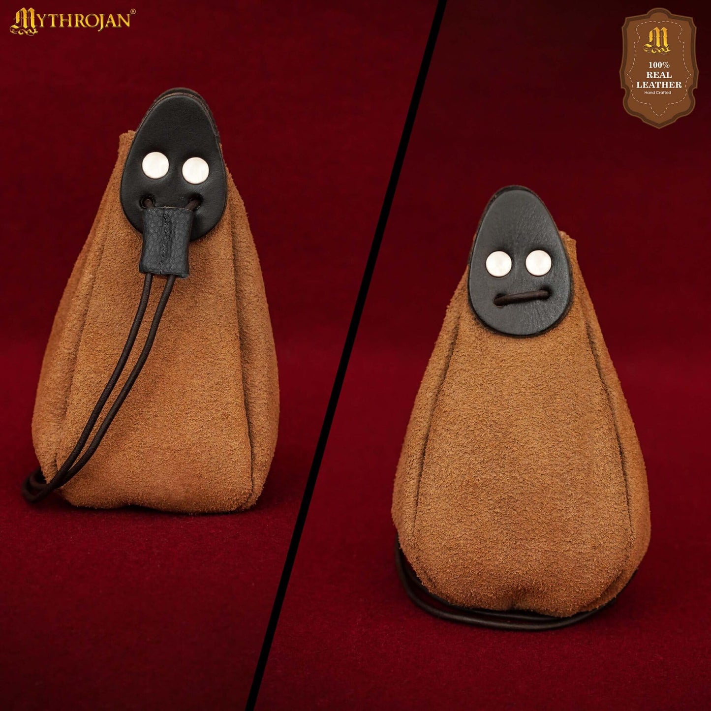 Mythrojan Leather Jewelry Bag Drawstring Christmas Gift storage bag pouch For Wedding Party Favors - Brown