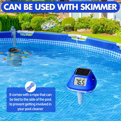 Pircaath 2025 Next-Gen Solar Pool Thermometer Floating Easy Read, Digital Pool Thermometer with Extra-Large Backlit LCD Screen & Rope, IP68 Waterproof Pools Water Temperature Gauge for Hot Tub, Spa