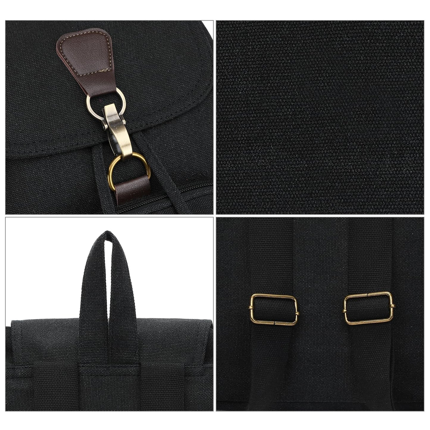 GAEKEAO Small Backpack for Women Canvas Mini Backpack Purse Casual Daypack for Daily Travel Work Sports College Shopping (Black)