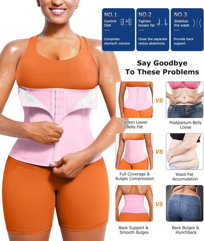 Waist Trainer for Women - Lower Belly Trimmer Corset Tummy Wrap | Sweat Belt for Effective Workouts