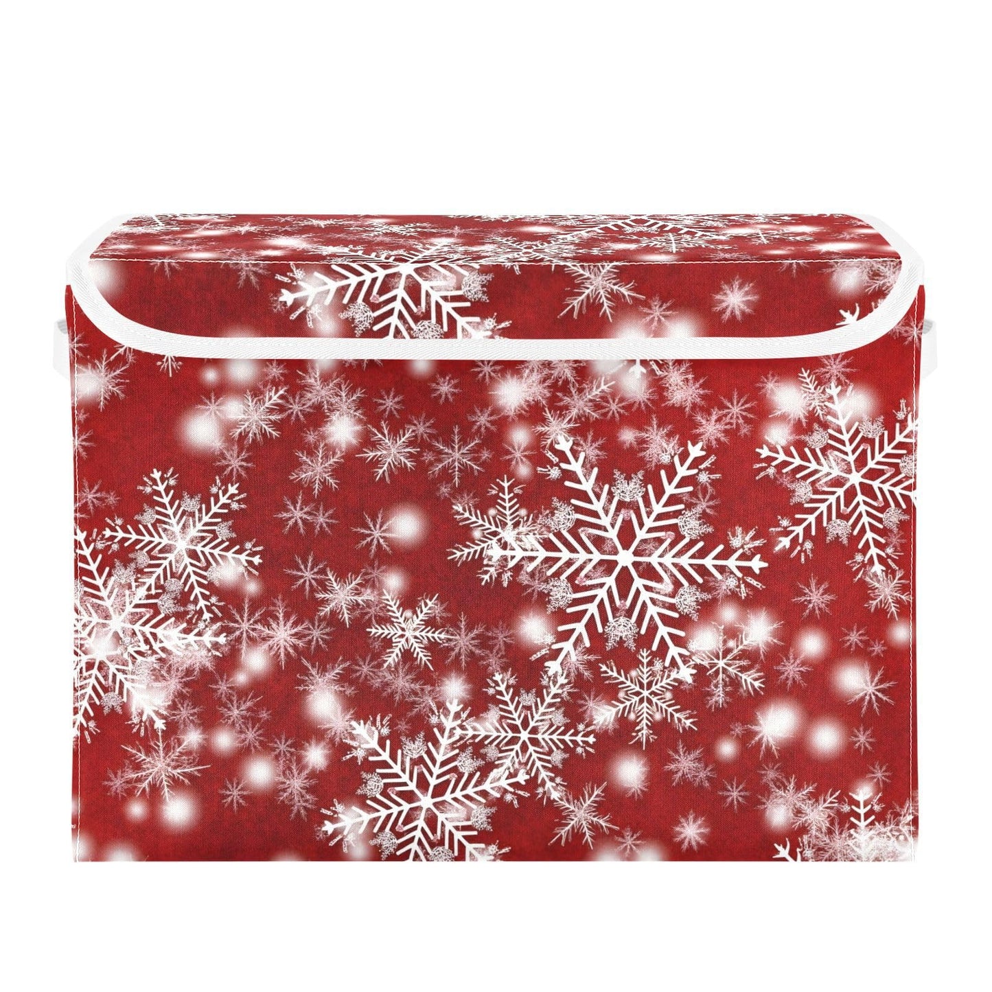 senya Christmas Baskets Collapsible Storage Bins with Lids, Christmas Background with Snowflakes Red Storage Boxes Clothes Baskets for Organizing
