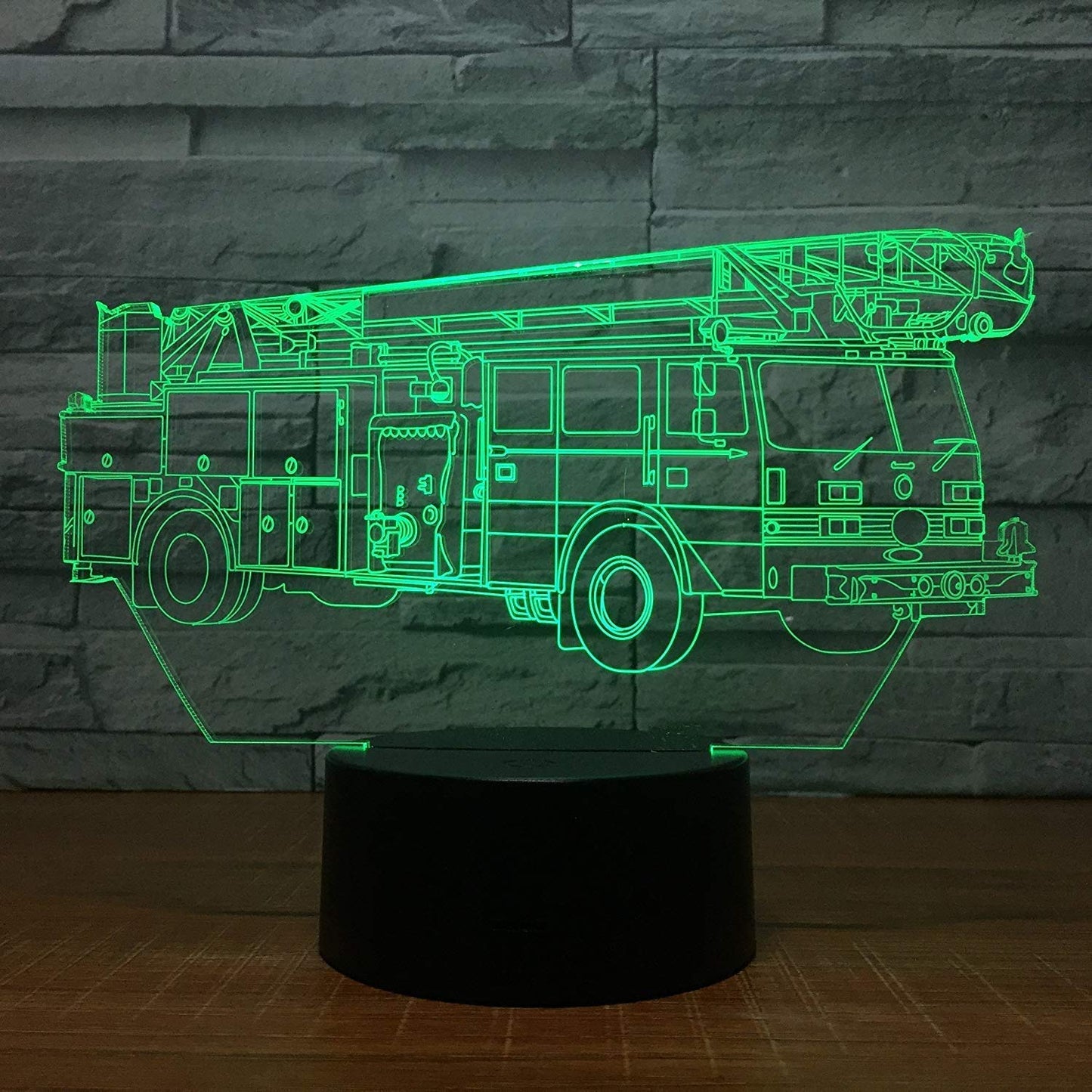 YTDZLTD Creative 3D Fire Truck Night Light 16 Colors Changing USB Power Remote Control Touch Switch Decor Lamp Optical Illusion Lamp LED Table Desk Lamps