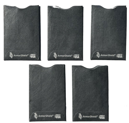 Semper Paratus Gear TYVEK RFID Blocking Credit Card Sleeves Protectors | 100% MADE IN USA - For Travel wallet, pocket or purse. Safeguard against identity theft (GRAY-5PACK)