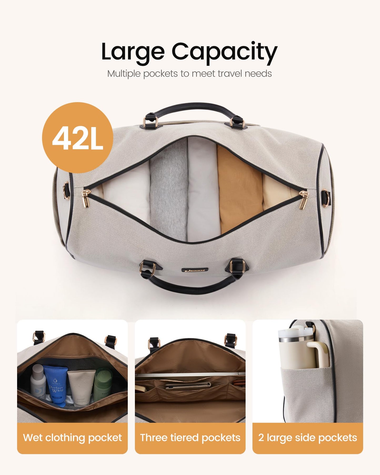 LOVEVOOK Garment Bags for Travel,3 in 1 Garment Duffle Bags for Travel with Shoe Pouch,Carry on Garment Bag for Women Men,Hanging Suitcase Suit Dress Business Travel Bag Weekender Bag
