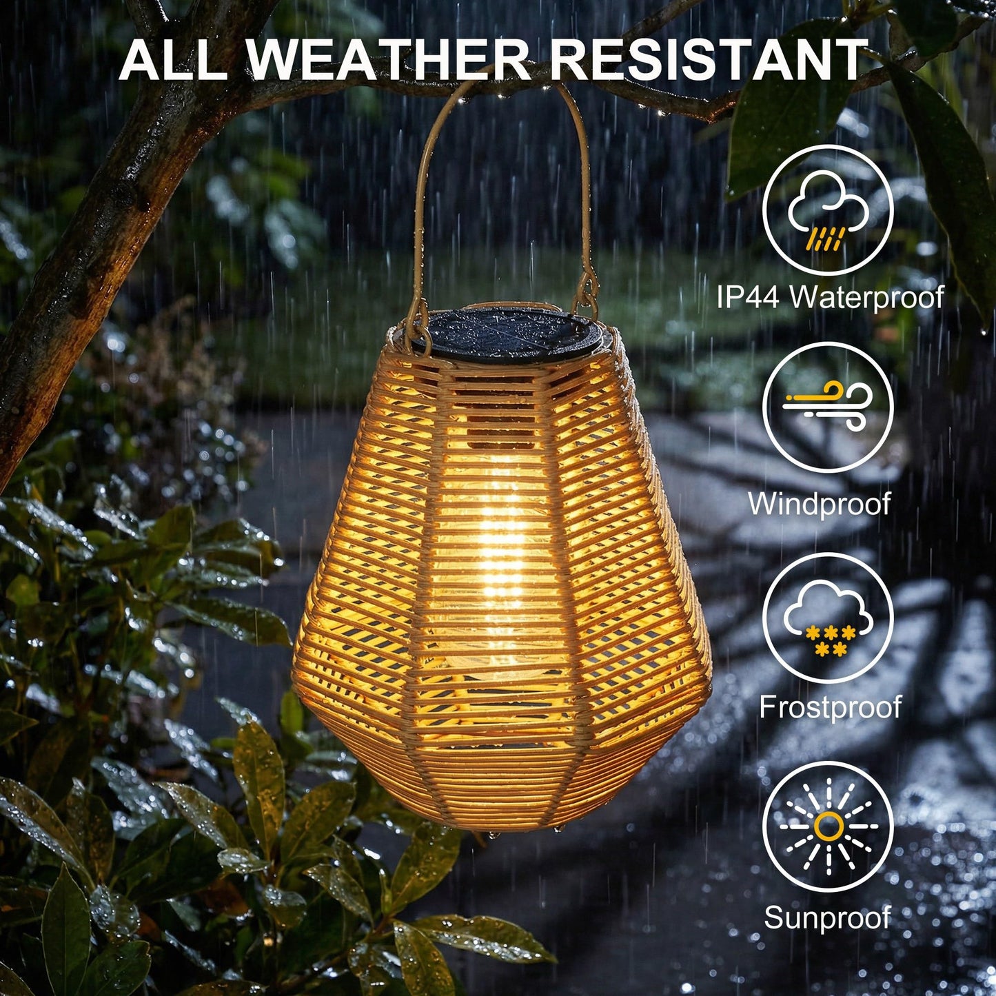 pearlstar Solar Lanterns Outdoor Waterproof 2Pack Rattan Woven Hanging/Table Solar Lights with Warm White Edison Light Bulbs for Patio Yard Garden Outside Boho Decor, Gifts for Mom Women