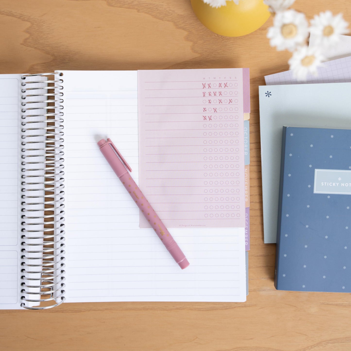 Erin Condren Earth Tones Functional Tabbed Sticky Notes Booklet, 7 Section Productivity Sticky Notes Set with 140 Total Sheets for Planning, Organization, and Note-Taking