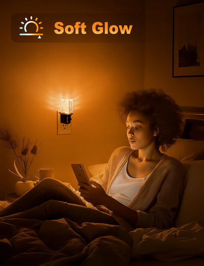 JandCase LED Night Light, Dimmable Night Lights Plug into Wall, Modern Nightlight with Auto On Off Light Sensor, 3000K Soft White Night Light 0-100LM Brightness for Bathroom Hallway Bedroom Decor