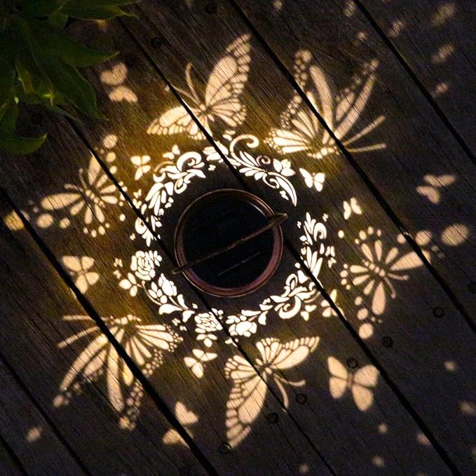 Solar Light, Outdoor Lanterns for Patio Waterproof , Butterfly Outdoor Solar Lanterns for Porch, Yard, Deck, Lawn, Backyard, Patio, Tabletop, Pathway