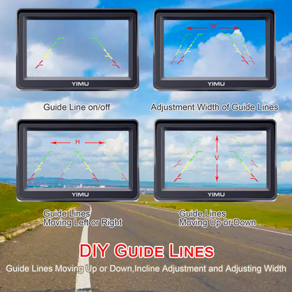 YIMU Backup Camera System with License Plate Backup Reverse Camera, Easy Installation, Plug & Play, DIY Guide Lines, 150° Wide Angle, Night Vision, IP69K Waterproof, Optional Dual Bracket K4302
