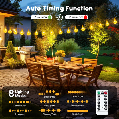 Minetom Crystal Globe String Lights Battery Operated - 17 ft 30 LED Globe Fairy Lights with Remote and 8 Modes, Waterproof for Bedroom Tent Loft Camping Porch Patio Party Wedding Decor, Warm White