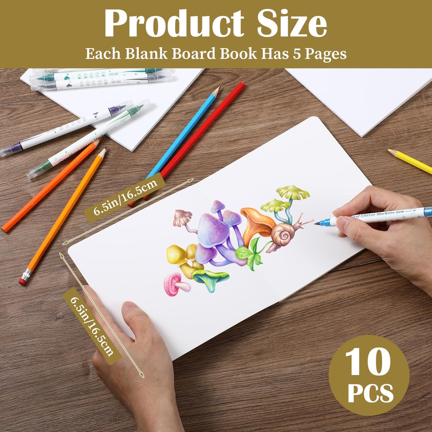 10 Pcs Blank Hardcover Book 6.5 x 6.5 Inch, Blank Books for Kids to Write Stories Christmas Gift Art Home White Hardcover Sketchbook Journal for Drawing Sketching, 10 Pages (5 Sheets) for Each book