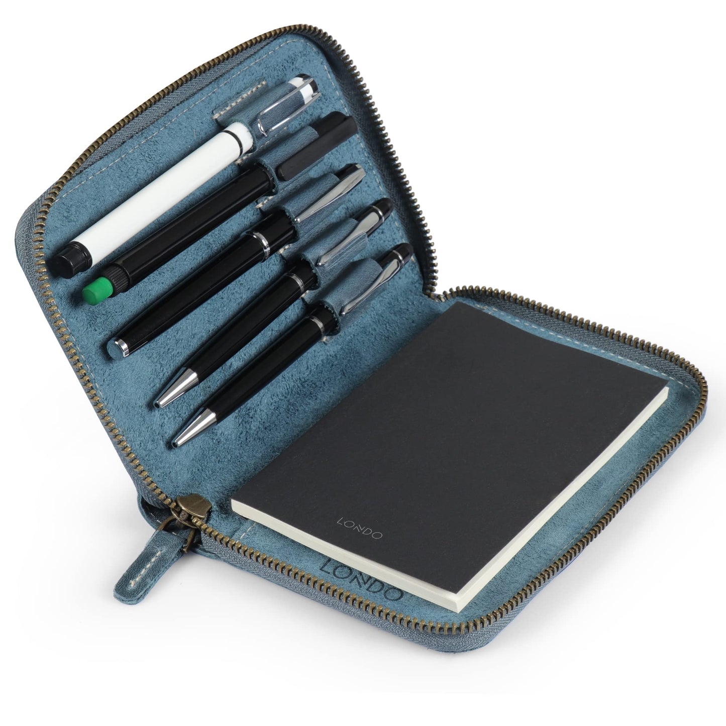Londo Genuine Leather Padfolio – Portfolio Folder with Pencil Holder, Notepad & Zipper Closure for Business, Office & Travel