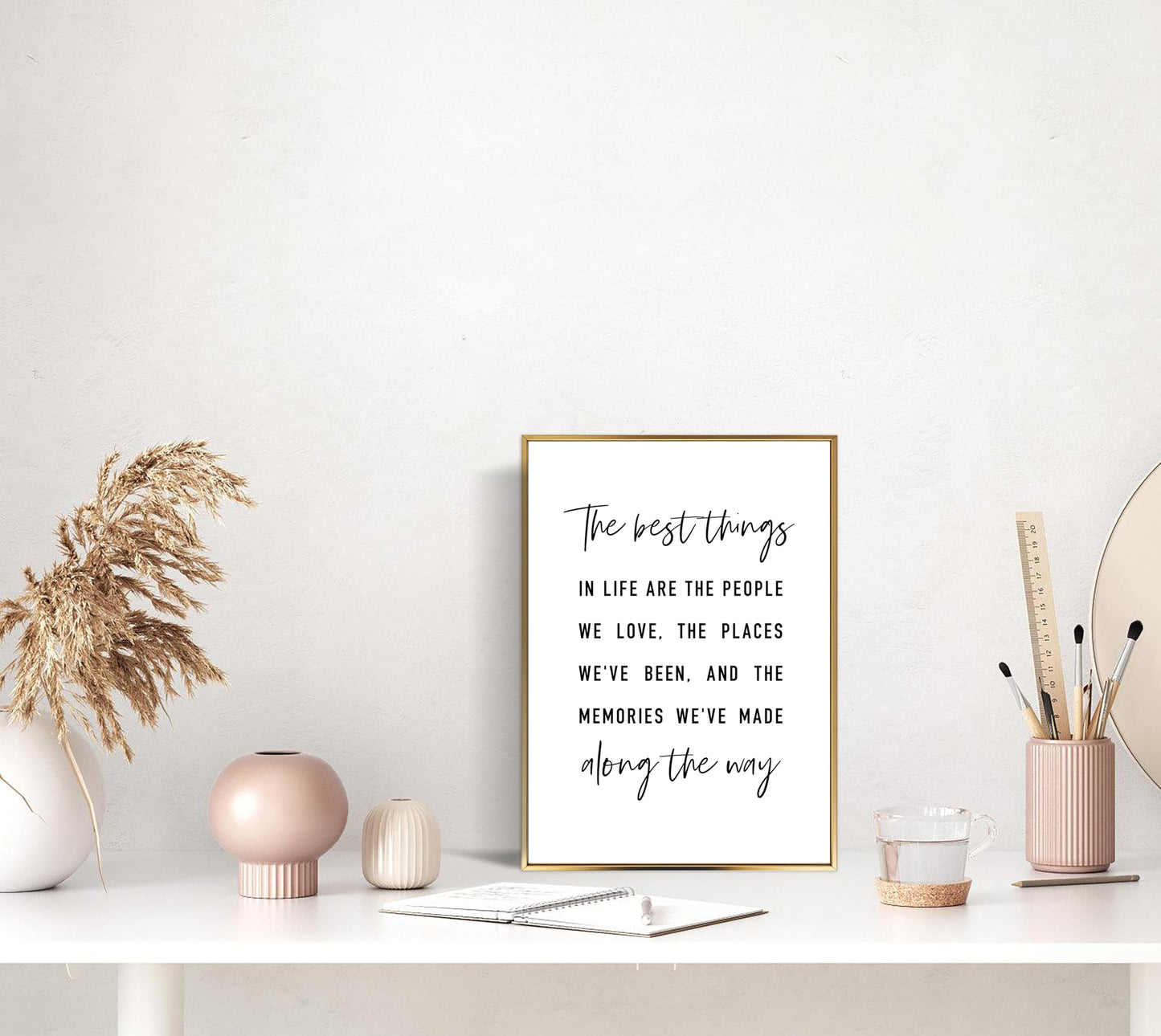 The Best Things In Life, Family Signs for Home Decor Wall, Living Room Table Decor, Bible Verses Decor, Inspirational Desk Decor, Gold Frame Wooden Sign Plaque with Stand and Hook, Housewarming Gift,3