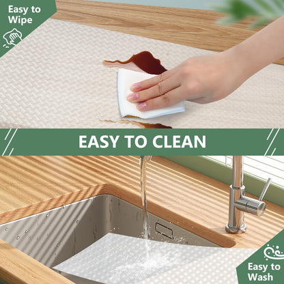 Origuuds Shelf Liners, Non-Adhesive Drawer Liner, Waterproof & Oil-Proof Kitchen Cabinet Cupboard Liner Plastic EVA Material BPA Free Fridge Liner Mats Paper Protector for Shelves (Clear/16in x 240in)