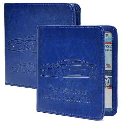 Peisicne 2-Pack Car Registration and Insurance Holder, Car Organization Vehicle Document Organizer with Magnetic Closure for Cards, License in Glove Box, Dark Blue