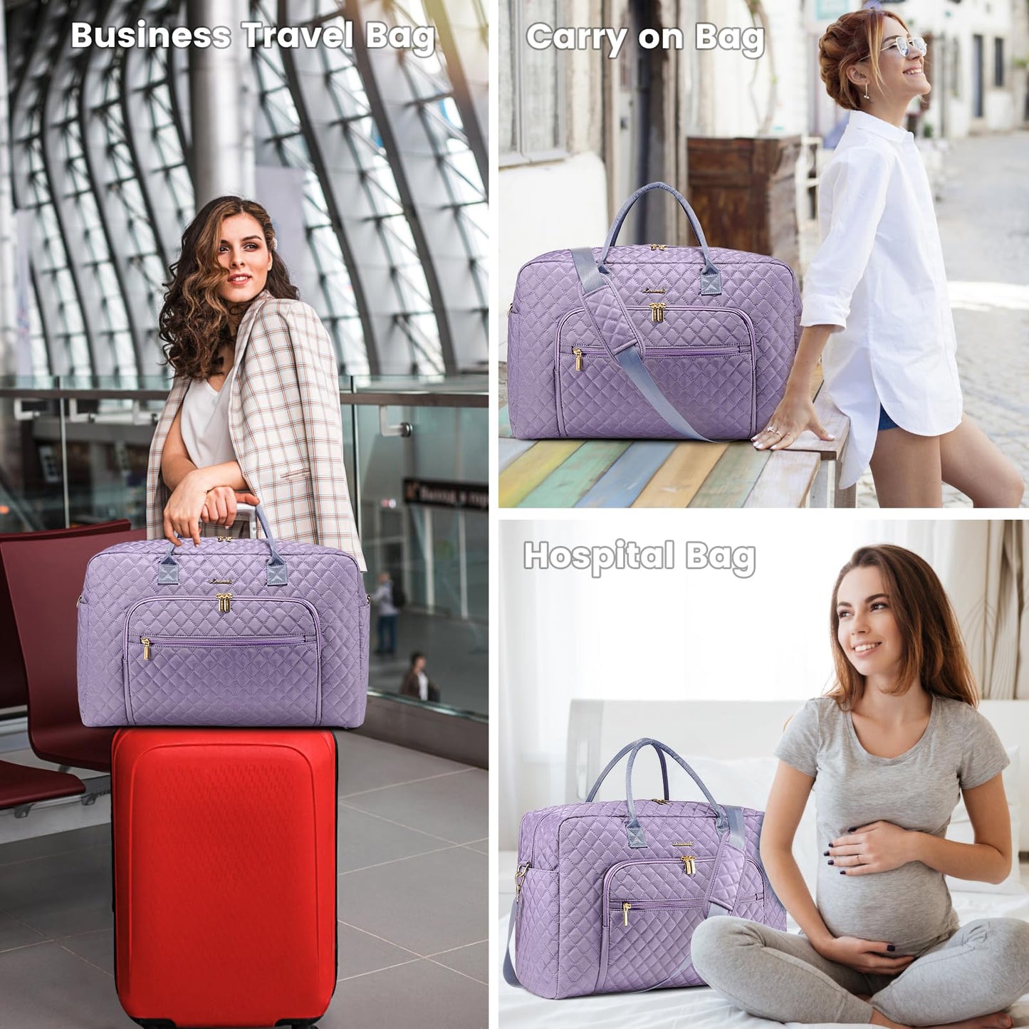 LOVEVOOK Travel Duffle Bag, Weekender Bag for Women with Professional Laptop Compartment Carry on Overnight Case with Toiletries Kit Wet Pocket for Business Travel, Hospital bag for Labor and Delivery