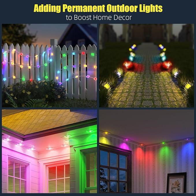 100ft Permanent Outdoor Lights for House, RGB+IC Outdoor Lights, IP67 Waterproof Smart LED Lights with App/Remote Control for Halloween, Christmas, Holiday, Daily, Party