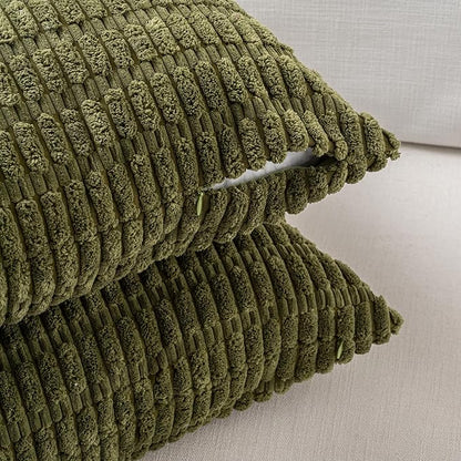 Fancy Homi 1 Pack Moss Green Long Lumbar Body Decorative Throw Pillow Covers 20x54 Inch for Bed Couch Bedroom Bench, Soft Corduroy Rectangle Solid Pillow Case 50x137 cm, Rustic Farmhouse Boho Decor