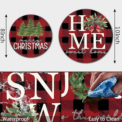Red and Black Pattern Stove Burner Covers, Christmas Gas Stove Burner Covers 8 ＆10 Inches Stove Top Covers Electric Stove 4 Metal Stove Cover Gas Stove Top Cover, Xmas Home Joy Cooktop Decorative