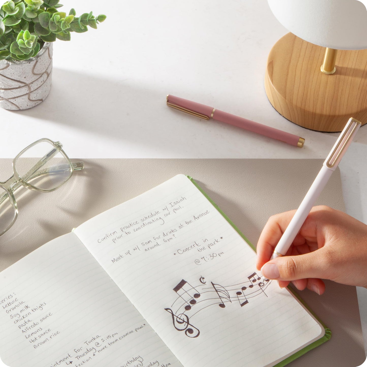 U Brands Catalina Felt Tip Pens with Rose Gold Accents, Medium (0.7 mm) Point, Black Ink, Set of 3, Fashion Soft Touch