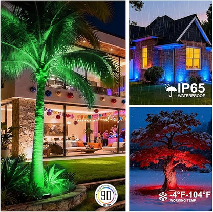 Low Voltage Landscape Flood Lights, Red Light 9W 12V Wired Outdoor LED Color Floodlights for Uplighting Palm Tree House Flag Wall Washer, Super Bright, Unique Design, Aluminum, Black, 6Pack