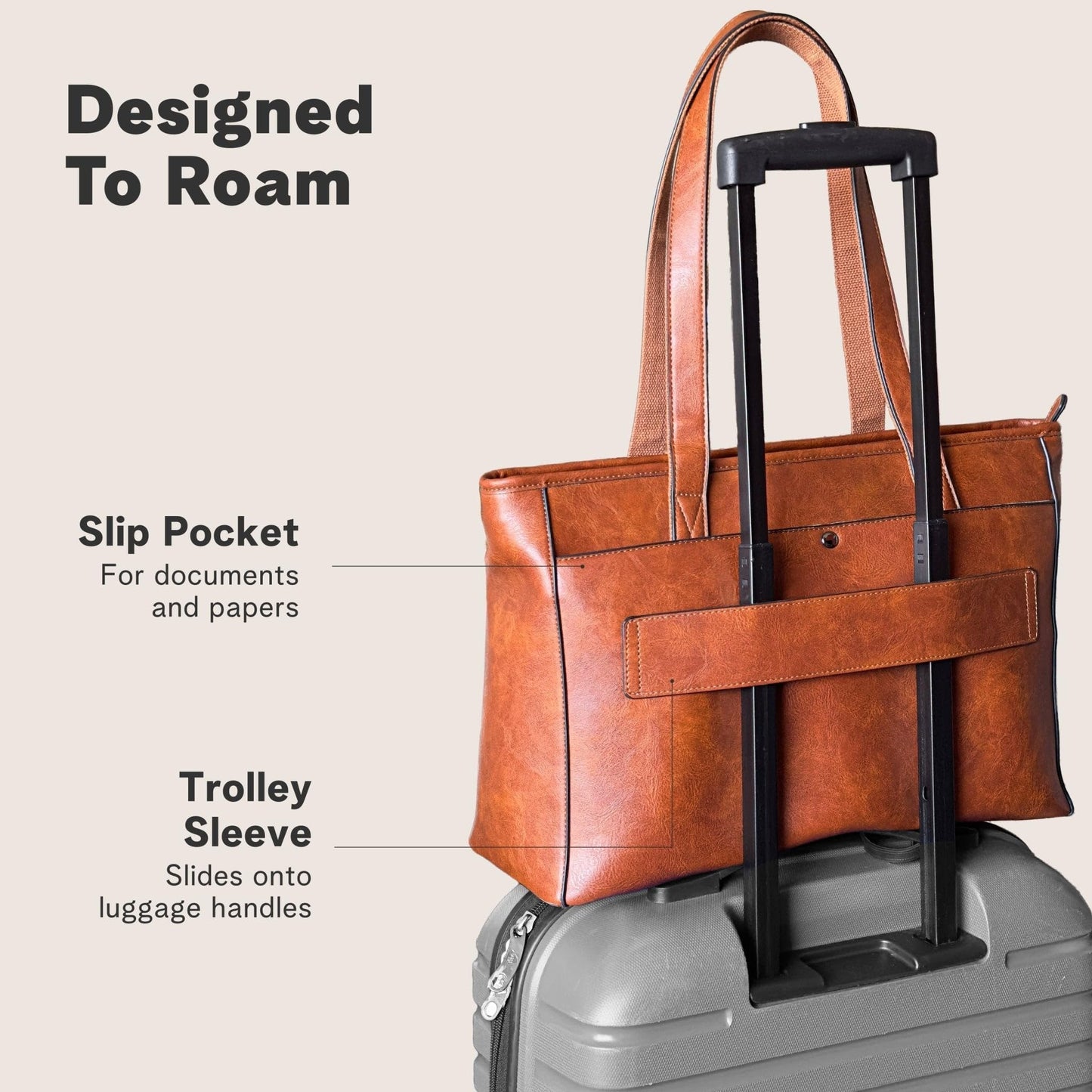 Laptop Bag for Women - 14" Vegan Leather Computer Bags for Laptops for Women - Padded Compartment - Leather Tote
