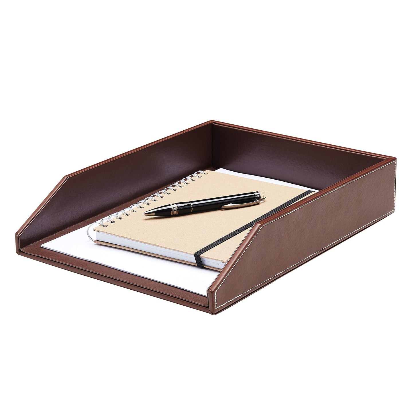 Gallaway Leather Letter Desk Organizer - Premium PU Leather Perfect for Office Organization, Document Holder Fits A4 Paper, Stackable Drawers for Extra Desk Storage