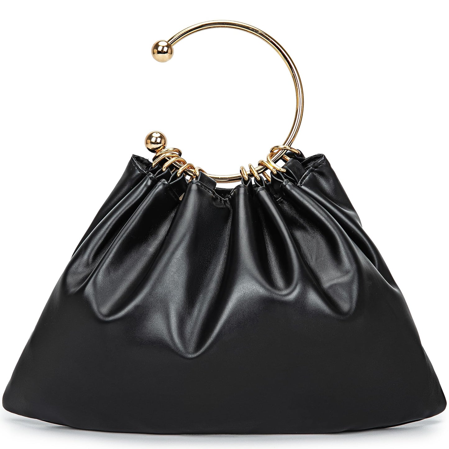 Elegant Evening Bag Clutch Purses for Women Lightweight Soft Pleated PU Top Handle Handbags for Party Prom Cocktail Wedding(black)