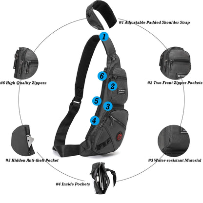 Nicgid Sling Bag Chest Shoulder Backpack Fanny Pack Crossbody Bags for Men