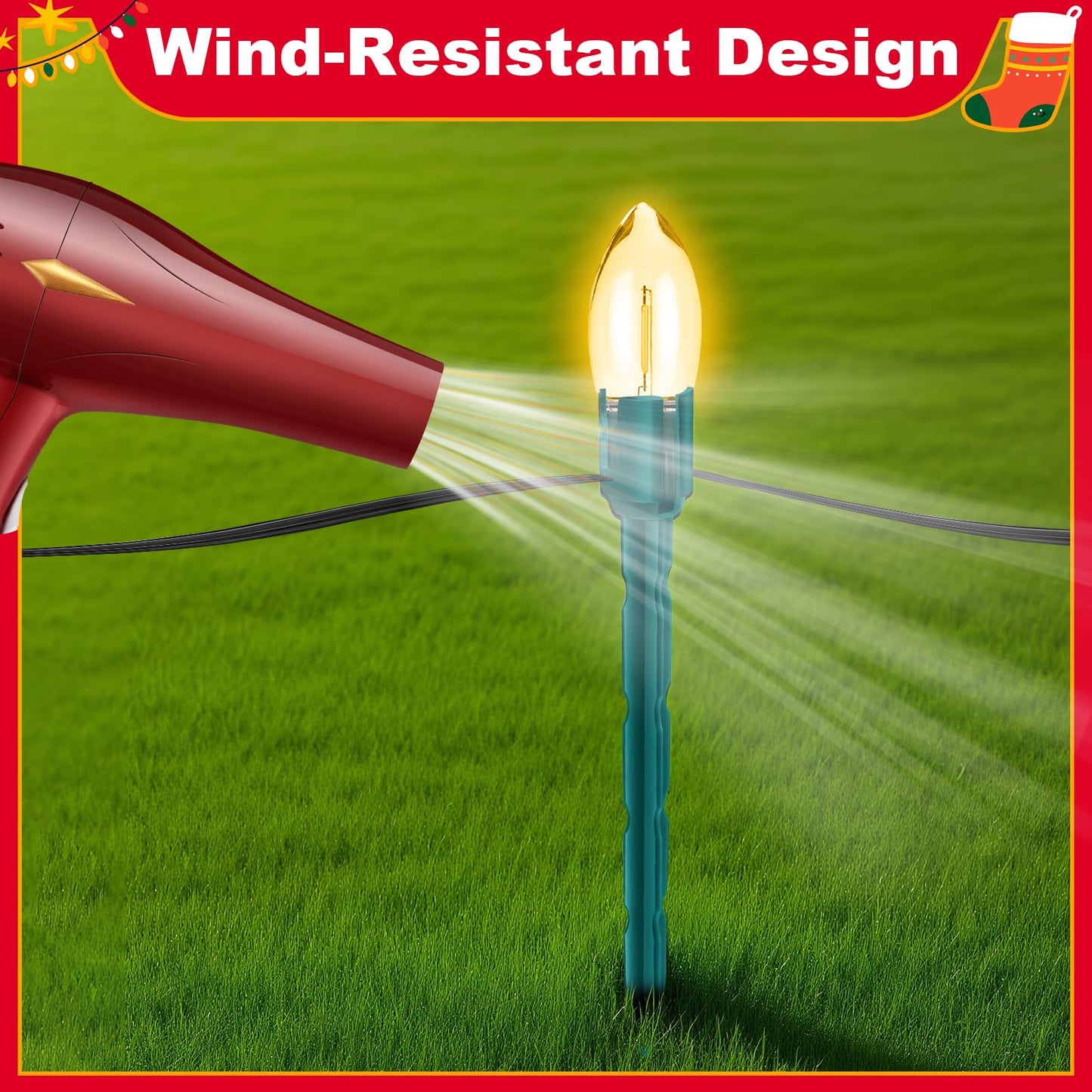 60 Pcs 7.5 Inch Christmas Light Stakes, Christmas Yard Stakes for C7 C9 Christmas Lights, Garden Path Walkway Holiday Decorations(Green)