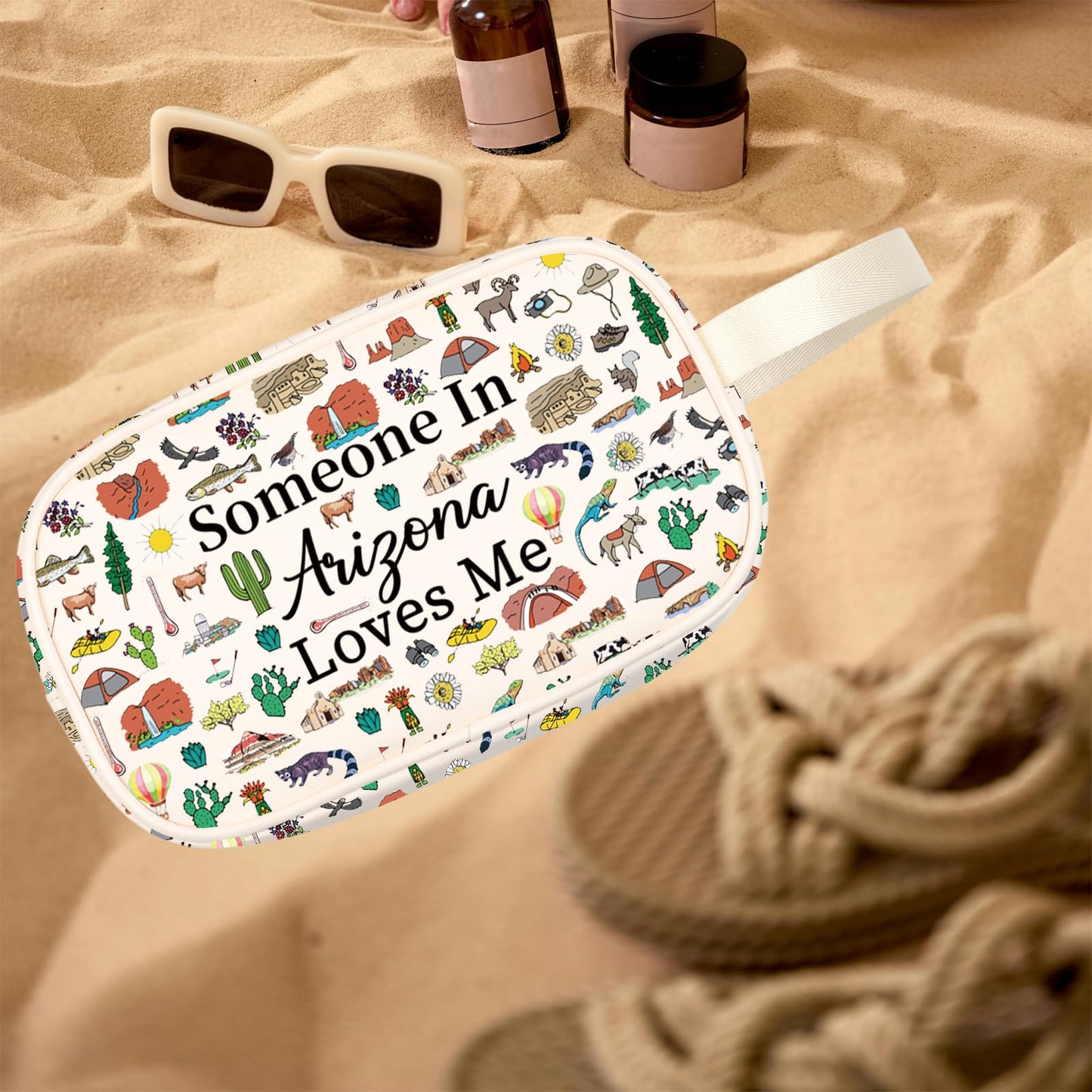 PXTIDY Arizona Souvenir Clear Toiletry Bag Long Distance Relationships Gift Someone In Arizona Loves Me Bag State Travel Gift