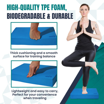 NexFit High-Density Balance Pad - Durable TPE Foam Balance Pad Physical Therapy , Foam Exercise Pad with Non-Slip Surface, Lightweight for Home & Gym Workouts, Core Strength & Balance Enhancement (Blue)