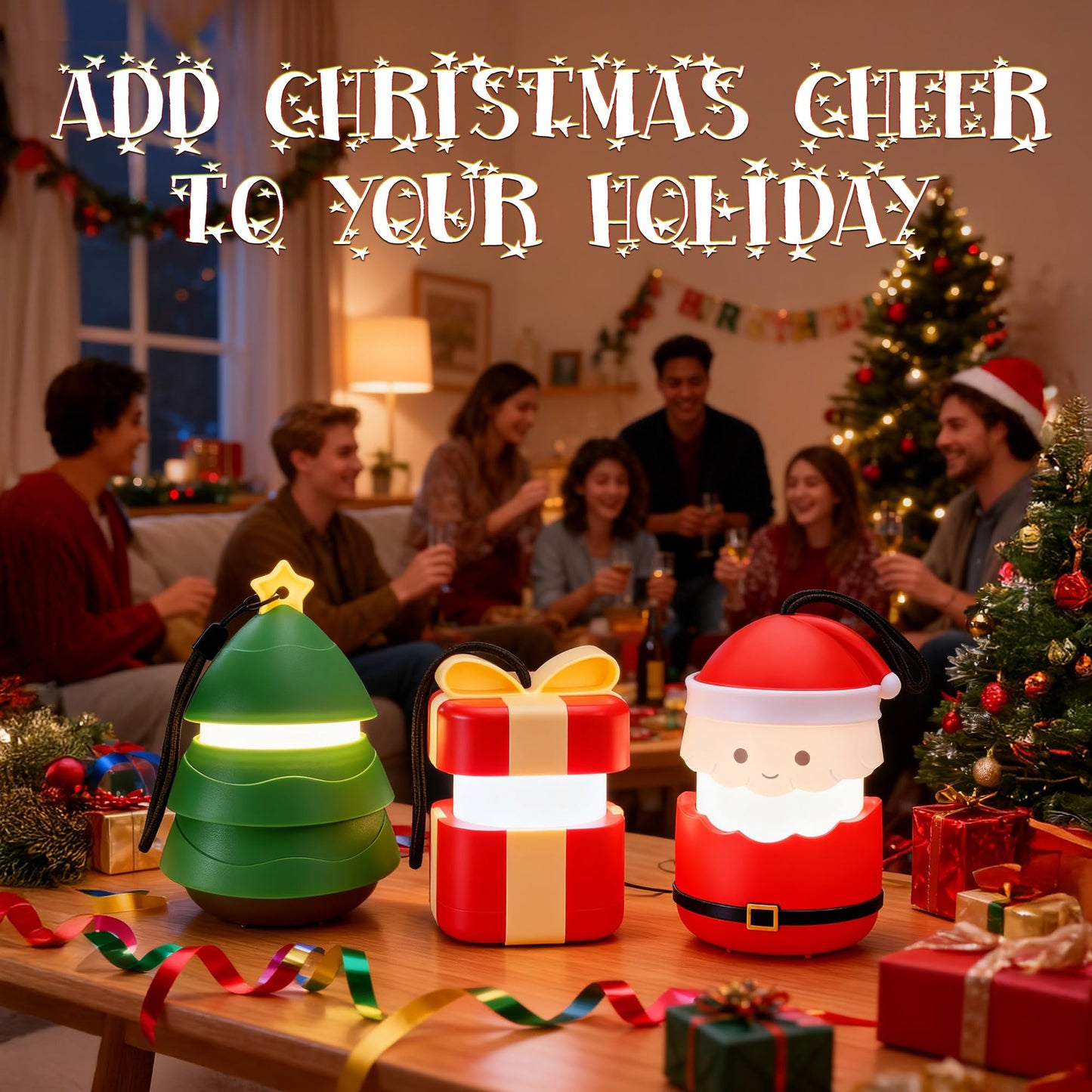 Christmas Gift EverBrite Christmas Tree Lantern 3 Pack, 5 Light Modes Holiday Decoration Presents for Women and Men, AAA Batteries Contained Stocking Stuffers, Christmas Lights Indoor & Outdoor