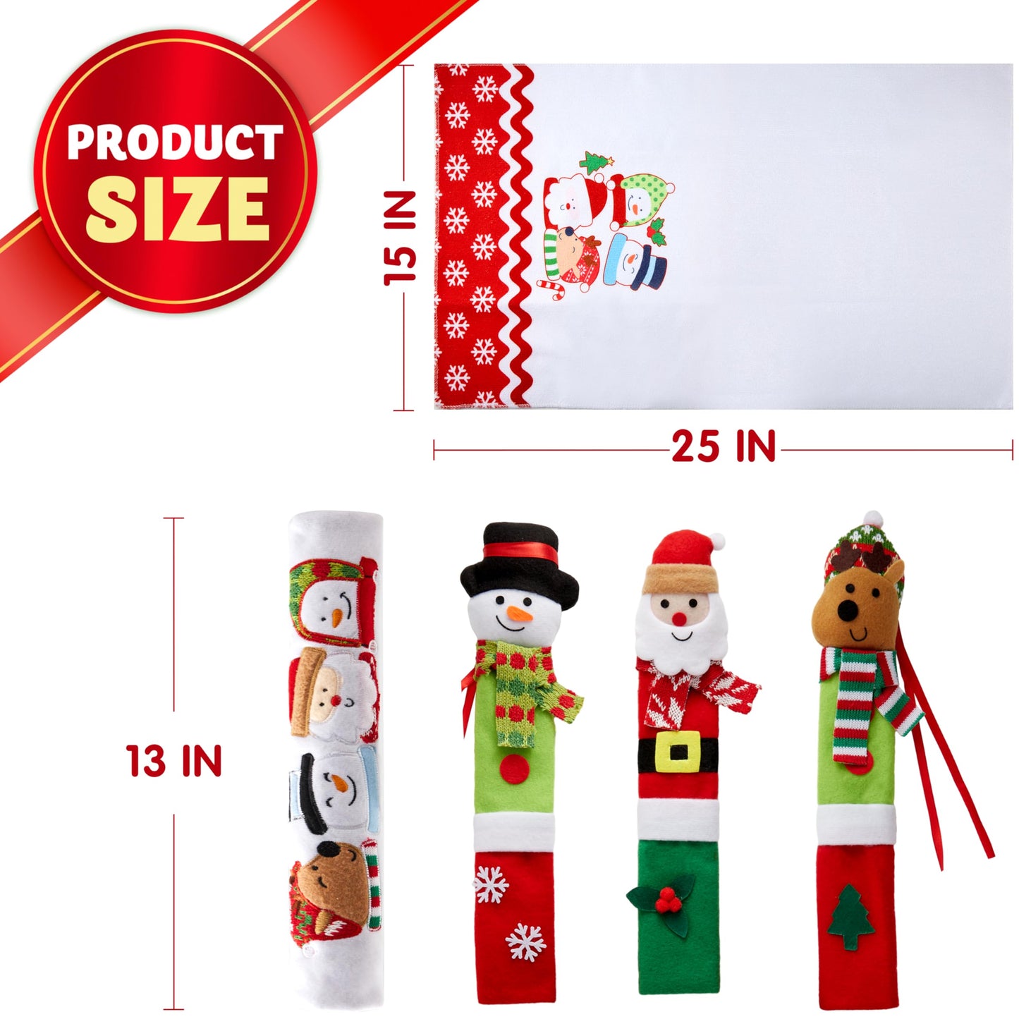 JOYIN 5 Pieces Christmas Kitchen Appliance Handle Covers for Kitchen Refrigerator Microwave Oven Dishwasher Decoration, Xmas Indoor Décor, Party Favor Supplies.