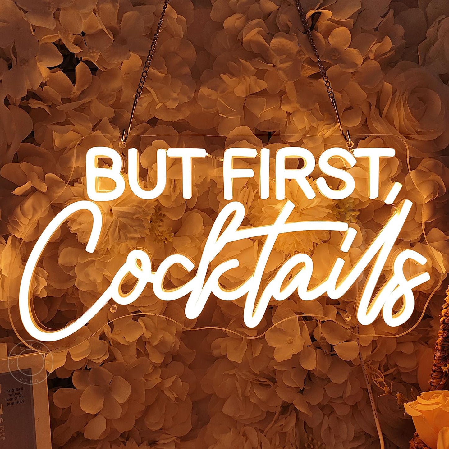 SYLHOME But First Cocktails Led Neon Light Sign Home Bar Shop Bedroom Man Cave Wall Sign Decor Wedding Birthday Party Light Up Sign Celebrate Backdrop USB 15.75"X7.9"