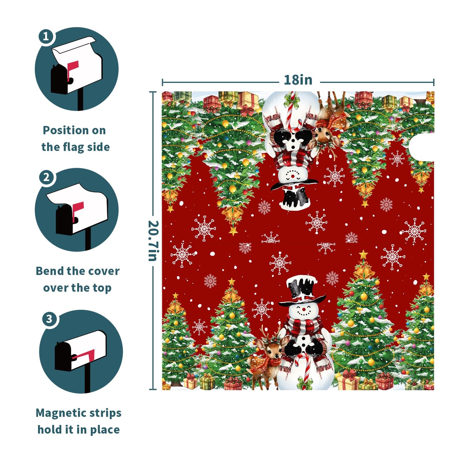 Anyako Christmas Snowman and Green Tree Mailbox Cover Snowflakes Red Mailbox Covers Magnetic Standard Size 21" X 18" Winter Xmas Mailbox Wrap Post Letter Box Cover Decor for Home Outdoor Yard Garden