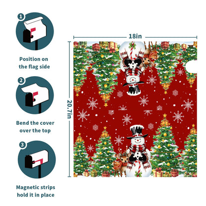Anyako Christmas Snowman and Green Tree Mailbox Cover Snowflakes Red Mailbox Covers Magnetic Standard Size 21" X 18" Winter Xmas Mailbox Wrap Post Letter Box Cover Decor for Home Outdoor Yard Garden