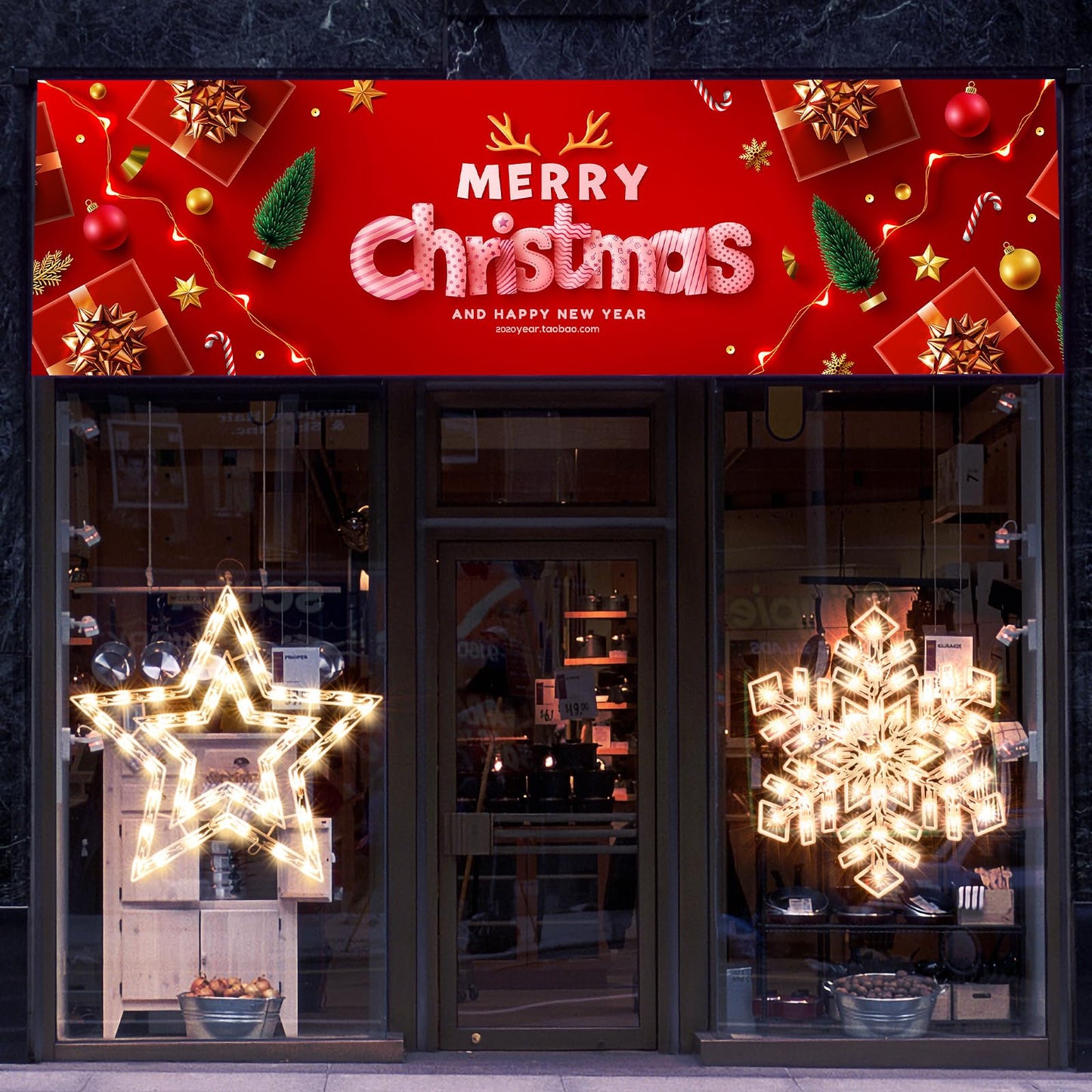 Xmasnova 2 Pack Christmas Window Lighted Decorations,Christmas Window Silhouette Lights,Double Side Sign Lamp Decoration for Holiday Indoor Wall Door Glass Decorations,Star，Snowflake