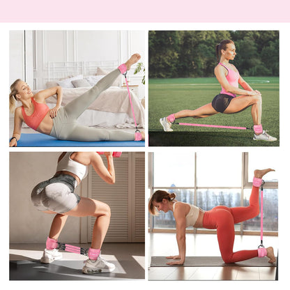 Hip Thrust Belt for Weights and Ankle Resistance Bands with Cuffs for Working Out,Hip Thrust Belt for Dumbbells Heavy, Kettlebells, Plates,Hip,Leg and Booty Builder, Glute Bridge Band (Pink)