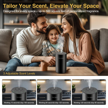 Waterless Essential Oil Diffuser Starter Kit - No Water Needed, Battery Operated Mini Scent Air Machine, Included 3x20ML Essential Oils, Portable Aromatherapy Diffuser for Home & Car & Office, Black