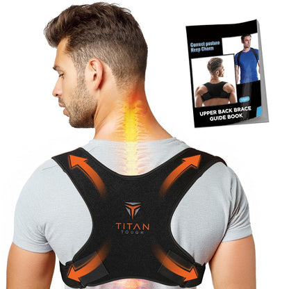 Premium Upper Back Brace for Men & Upper Back Brace for Women, Adjustable Posture Corrector, Upgraded Version, Back Brace for Alignment (L-XXL)