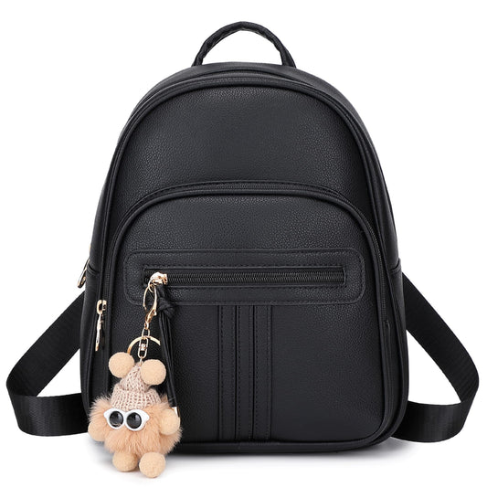 BAGOK Mini Leather Backpack Purse for Women, Small Backpack Purse with Cartoon Charm, Cute Fashion Bag for Girls