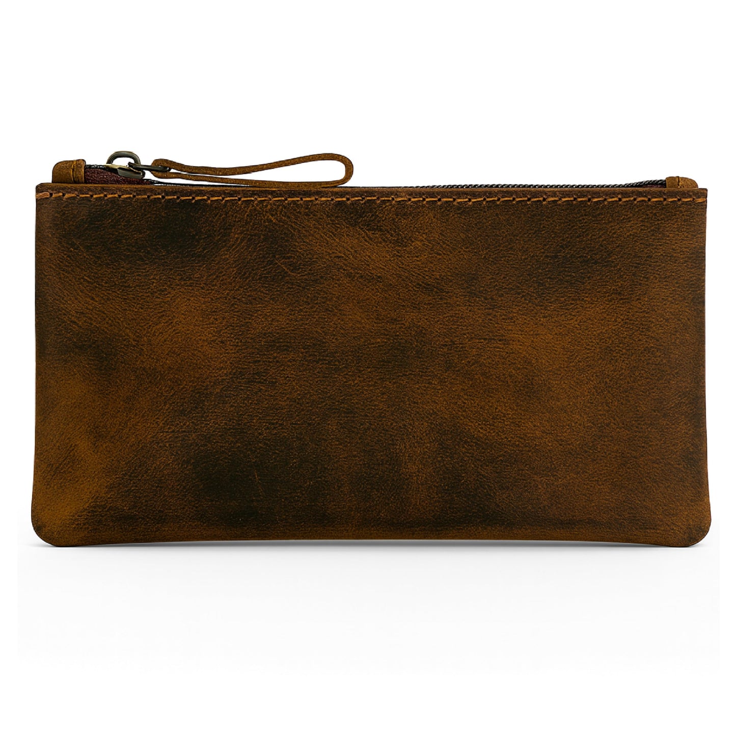 TheAntiq Leather Pencil Pouch, Currency Pouch, Leather Pencil Case, Zippered Pouch Paper Money, Pen Case, Pen & Marker Case, Pencil Case For Artists & Professionals (Brown)