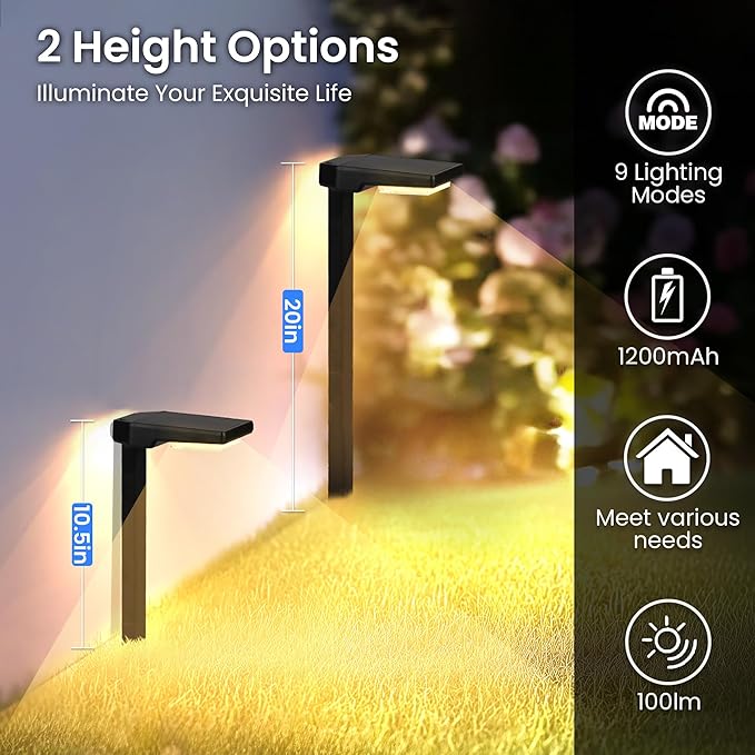 Solar Lights Outdoor, 6Pack Smart Pathway Lights with Color Changing &Sync, 9Modes (Warm/Cool White,RGB) for Driveway,Walkway,Garden,Yard,Fence,Patio,Lawn,Step Waterproof