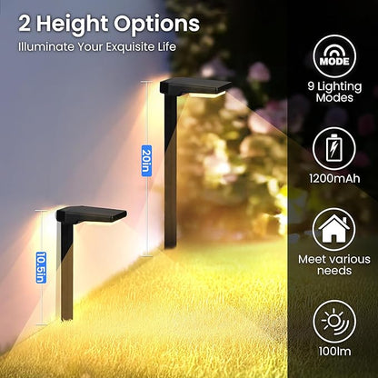 Solar Lights Outdoor, 6Pack Smart Pathway Lights with Color Changing &Sync, 9Modes (Warm/Cool White,RGB) for Driveway,Walkway,Garden,Yard,Fence,Patio,Lawn,Step Waterproof