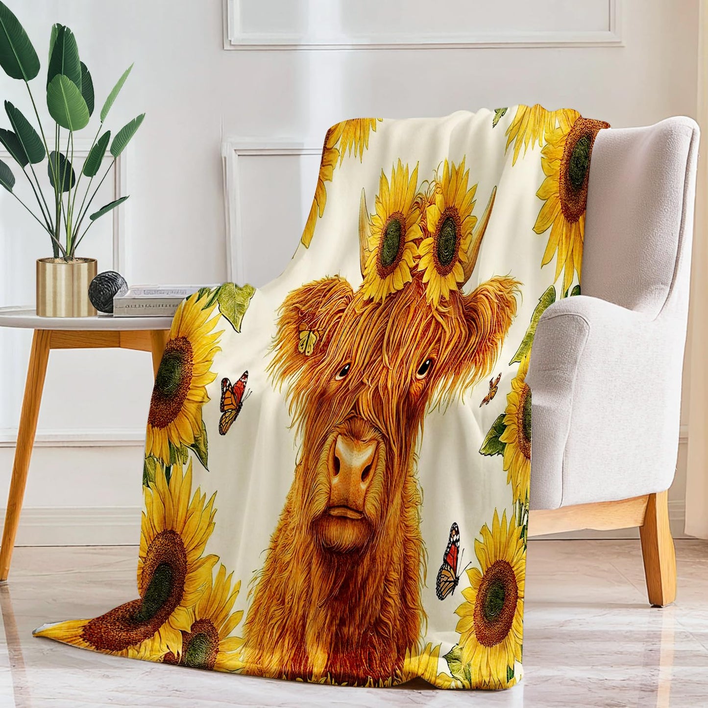 Highland Cow Blanket Cow Throw Blanket Super Soft Plush Flannel Bedding Gifts for Boys Girls Men Women Lovers Adults Stuff for Sofa Bed Room Decor 40"X50"